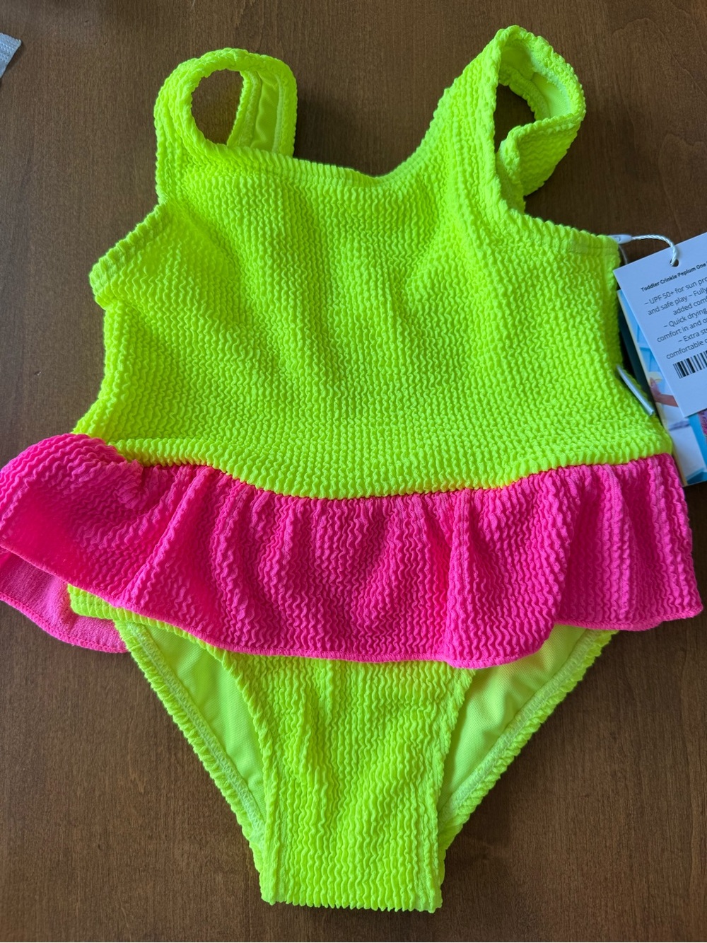 Limeapple Neon Yellow and Hot Pink Girls One-Piece Swimsuit